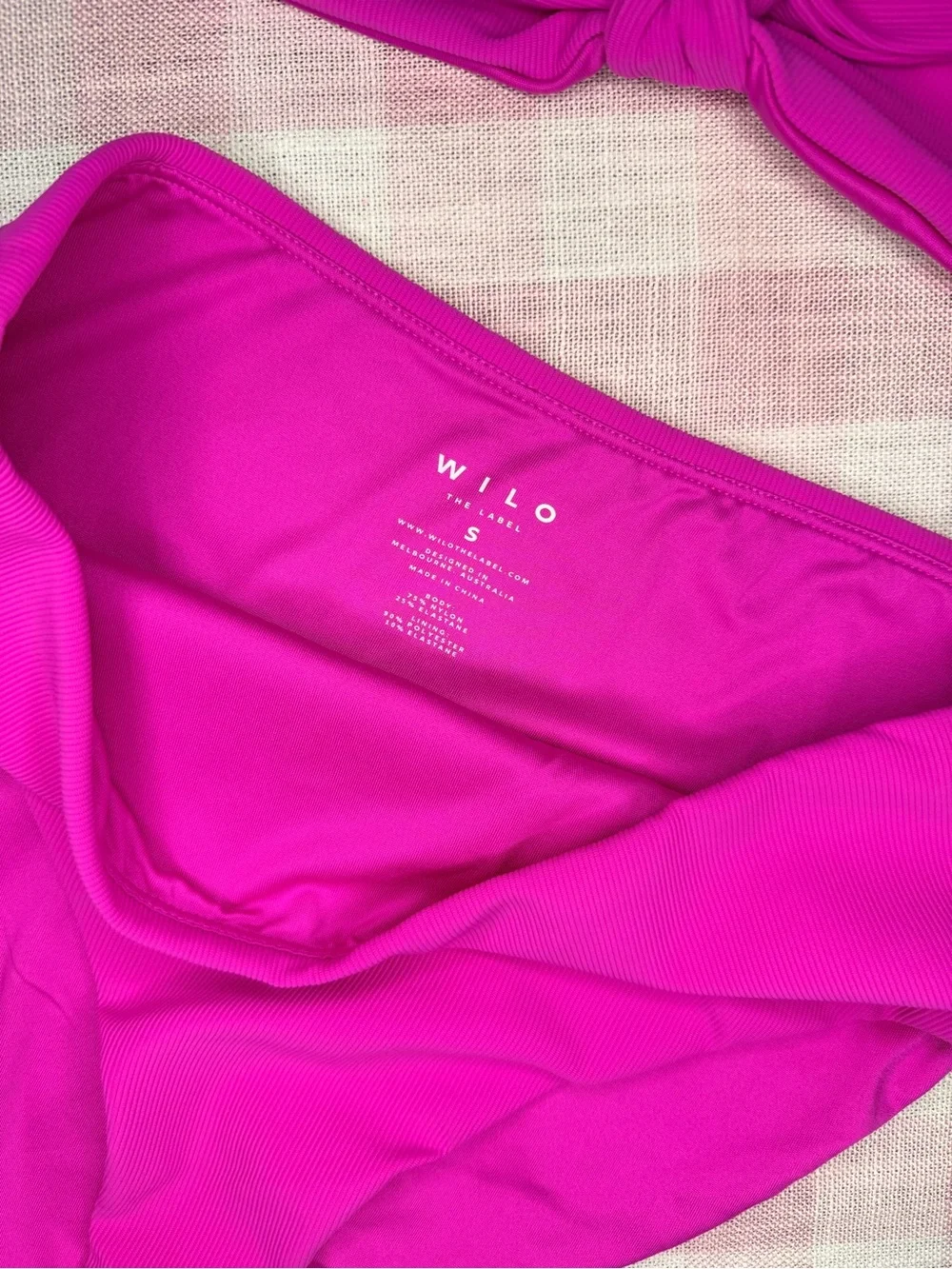 NWT WILO The Label Tie Front Bikini Set Small Sweet Rose Violet Pink